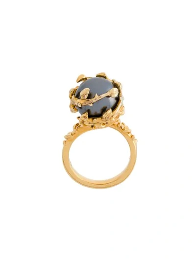 Kasun London Fairytale Gold Pearl Ring In Yellow