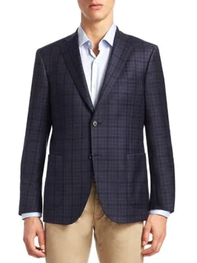 Saks Fifth Avenue Collection Plaid Virgin Wool Sportcoat In Blue Brown