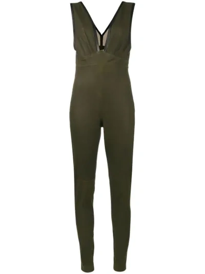 Skiim Sherett Leather Sleeveless Jumpsuit In Green