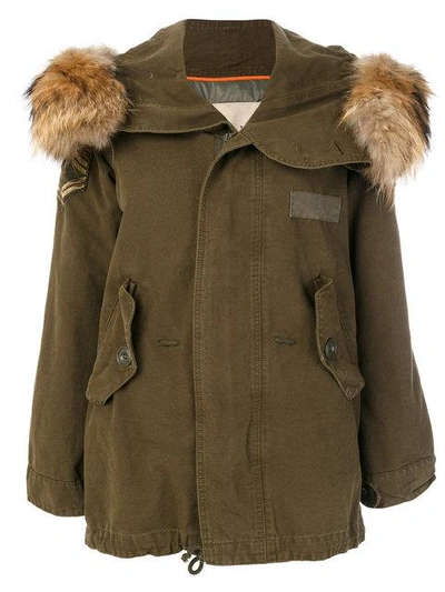 History Repeats Faux Fur-trim Coat - Green