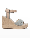 Nerogiardini Whipstitch Espadrille Wedge Sandals In Pale Blue