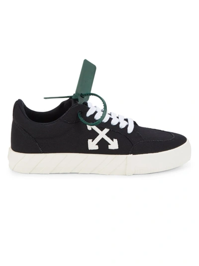 Off-white Men's Canvas Low-top Vulcanized Diagonal Sneakers In Black