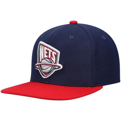 Mitchell & Ness Men's  Navy, Red New Jersey Nets Hardwood Classics Team Two-tone 2.0 Snapback Hat In Navy,red