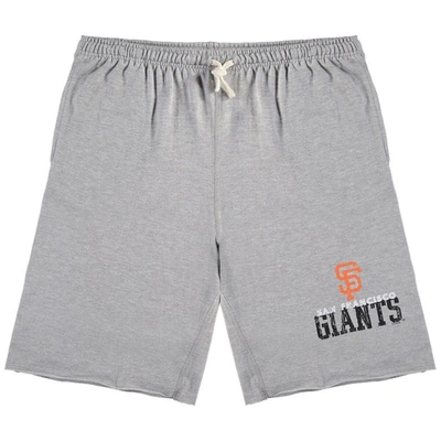 Profile Men's Heathered Gray Distressed San Francisco Giants Big And Tall French Terry Shorts