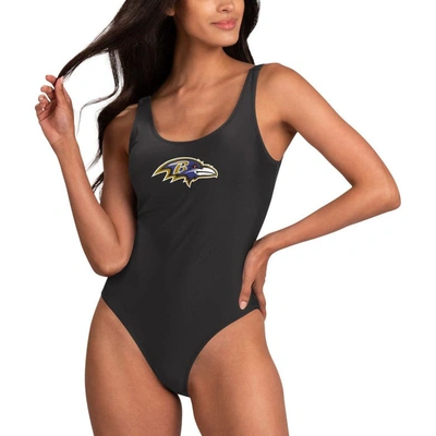 G-iii 4her By Carl Banks Black Baltimore Ravens Making Waves One-piece Swimsuit