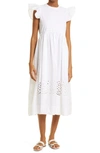 Tanya Taylor Faye Eyelet Embroidered Cotton Dress In Optic White