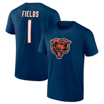 Fanatics Branded Justin Fields Navy Chicago Bears Player Icon T-shirt