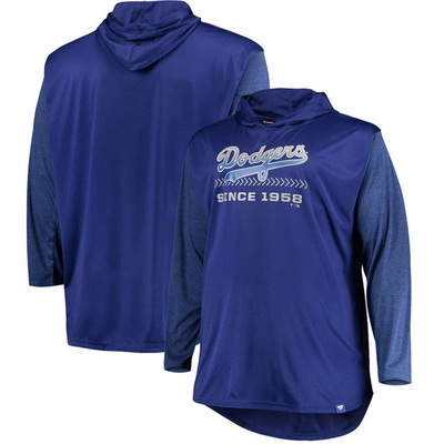Profile Men's Royal, Heathered Royal Los Angeles Dodgers Big And Tall Wordmark Club Pullover Hoodie In Royal,heathered Royal