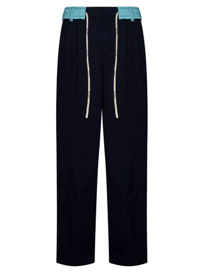 Palm Angels Belted Track Trousers In Blue