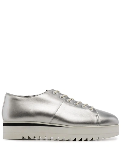 Onitsuka Tiger Metallic Lace-up Leather Shoes In Silver