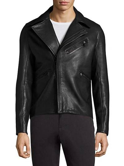 J. Lindeberg Leather Jacket In Black