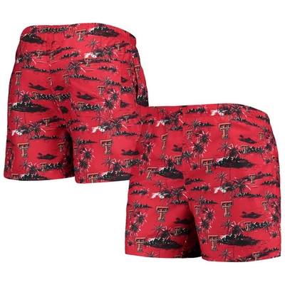 Foco Red Texas Tech Red Raiders Island Palm Swim Trunks