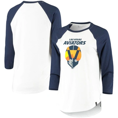 Under Armour Women's  Navy, White Las Vegas Aviators Three-quarter Sleeve Baseball T-shirt In Navy,white