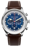 Jack Mason Nautical Chronograph Leather Strap Watch, 42mm In Navy/ Brown