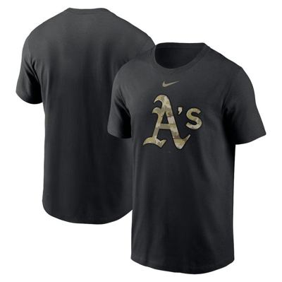 Nike Men's  Black Oakland Athletics Camo Logo Team T-shirt