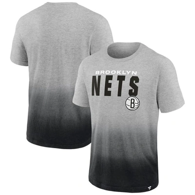 Fanatics Men's  Branded Heathered Gray And Black Brooklyn Nets Board Crasher Dip-dye T-shirt In Heather Gray