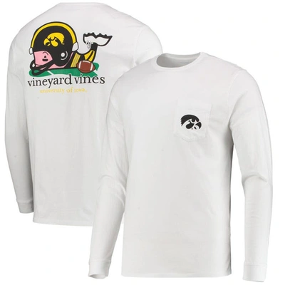 Vineyard Vines White Iowa Hawkeyes Football Whale Long Sleeve T-shirt