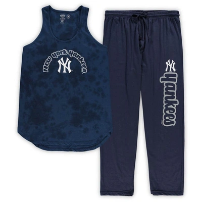 Concepts Sport Women's  Navy New York Yankees Plus Size Jersey Tank Top And Pants Sleep Set