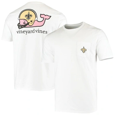 Vineyard Vines White New Orleans Saints Team Whale Helmet T-shirt