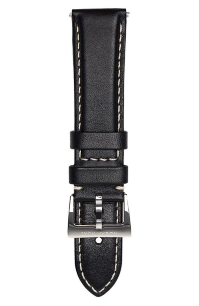 Jack Mason Leather Strap, 22mm In Black