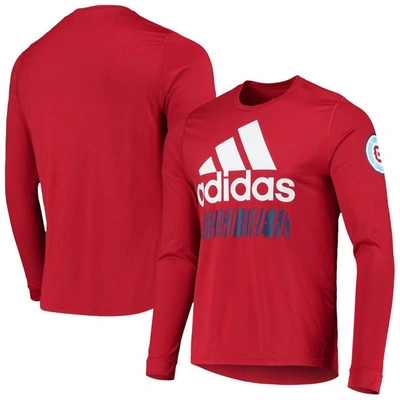 Adidas Originals Adidas Red Chicago Fire Vintage Performance Long Sleeve T-shirt