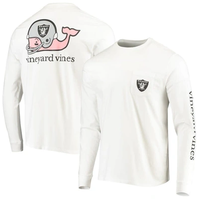 Vineyard Vines White Las Vegas Raiders Whale Helmet Long Sleeve T-shirt