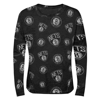 Outerstuff Kids' Girls Youth Heathered Black Brooklyn Nets Back In Heather Black