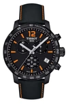 Tissot Quickster Men's Quartz Chronograph Black And Orange Dial Watch, 42mm