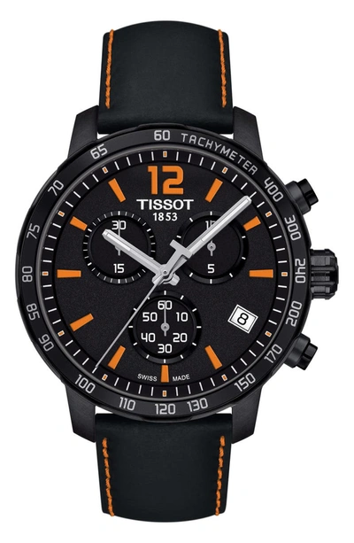 Tissot Quickster Men's Quartz Chronograph Black And Orange Dial Watch, 42mm