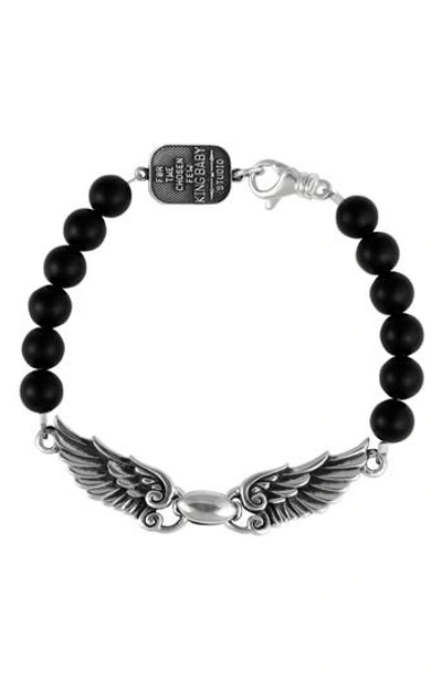 King Baby Wingspan Bracelet In Silver/ Black