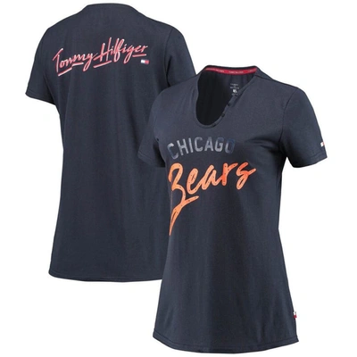 Tommy Hilfiger Navy Chicago Bears Riley V-neck T-shirt