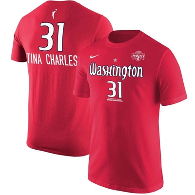 Nike Men's  Tina Charles Red Washington Mystics Explorer Edition Name Number T-shirt
