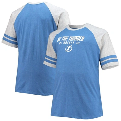 Profile Men's Heathered Blue Tampa Bay Lightning Big And Tall Raglan T-shirt