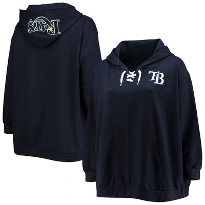 Profile Navy Tampa Bay Rays Plus Size Lace-up V-neck Pullover Hoodie