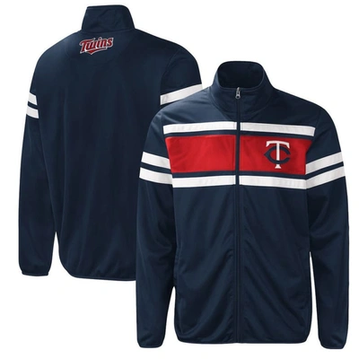 G-iii Sports By Carl Banks Men's  Navy, Red Minnesota Twins Power Pitcher Full-zip Track Jacket In Navy,red