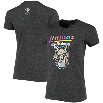 108 Stitches Black Llamas De Hickory Copa De La Diversion Script Tri-blend Scoop Neck T-shirt