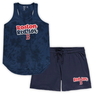 Concepts Sport Women's  Navy Boston Red Sox Plus Size Cloud Tank Top And Shorts Sleep Set