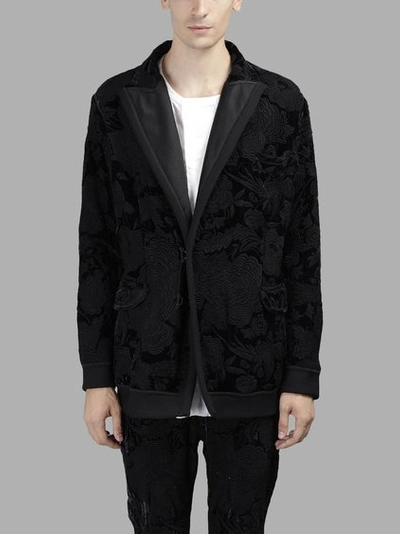 Di Liborio Men's Black Embroidered Velvet Blazer