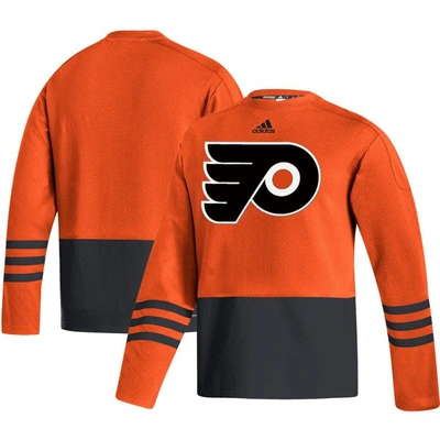 Adidas Originals Adidas Orange Philadelphia Flyers Logo Aeroready Pullover Sweater