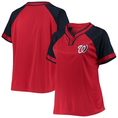 Profile Red Washington Nationals Plus Size Raglan T-shirt