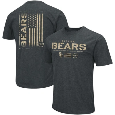 Colosseum Heathered Black Baylor Bears Oht Military Appreciation Flag 2.0 T-shirt In Heather Black