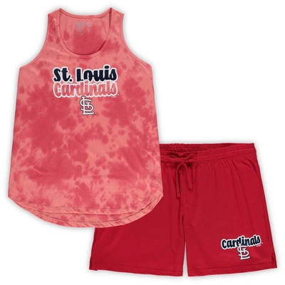 Concepts Sport Women's  Red St. Louis Cardinals Plus Size Cloud Tank Top And Shorts Sleep Set