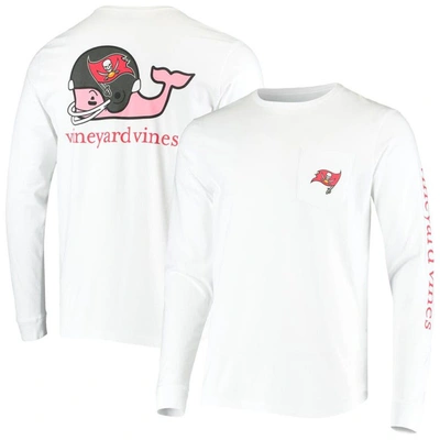 Vineyard Vines White Tampa Bay Buccaneers Whale Helmet Long Sleeve T-shirt