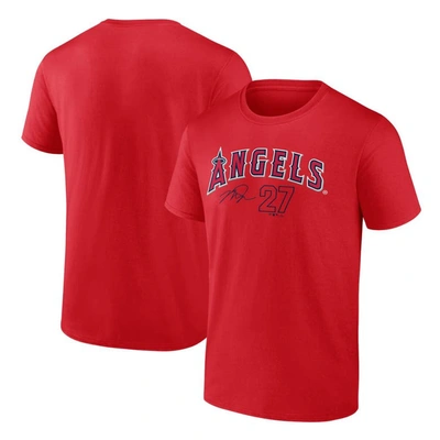 Fanatics Branded Mike Trout Red Los Angeles Angels Player Name & Number T-shirt