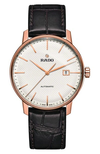 Rado Men's Swiss Automatic Coupole Classic Dark Brown Leather Strap Watch 41mm R22877025 In No Color