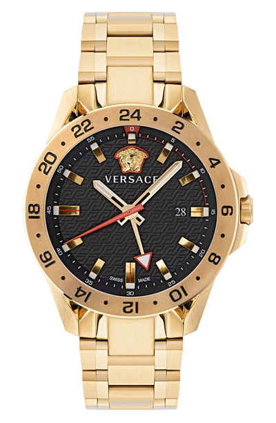Versace Men's Sport Tech Gmt Ip Yellow Gold Stainless Steel Watch, 45mm