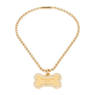 Balenciaga Crystal-embellished Puppy Necklace In Gold Crystal