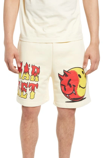 Market Smiley Good Vs Evil Graphic-print Cotton-jersey Shorts In Cream