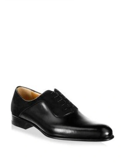 A. Testoni' Moc Toe Lace Up Oxford In Black