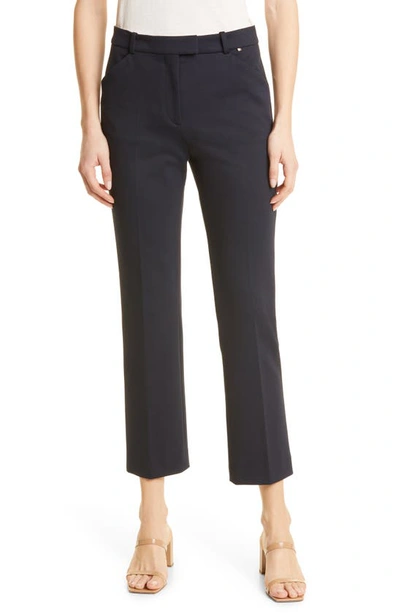 Hugo Boss Tatiani Flared Ankle-crop Pants In Midnight